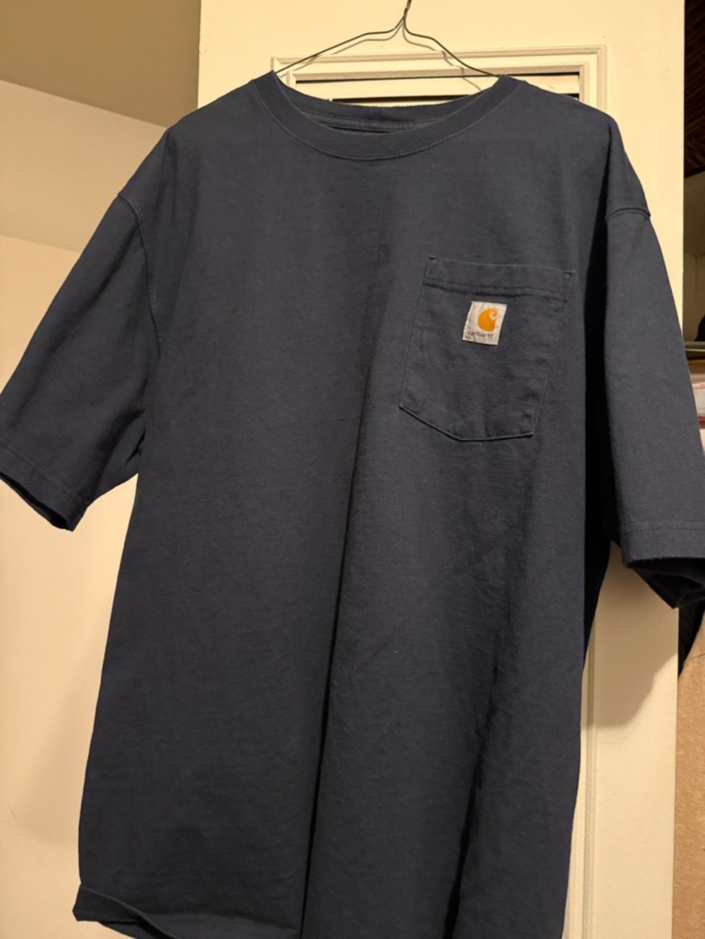 Carhartt Men’s Dark Navy Pocket Tee with Logo Patch